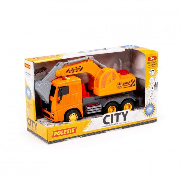 Polesie "City-2" Sürtmeli Ekskavatör (ışıklı ve sesli) (turuncu kabin) (kutuda) - 1