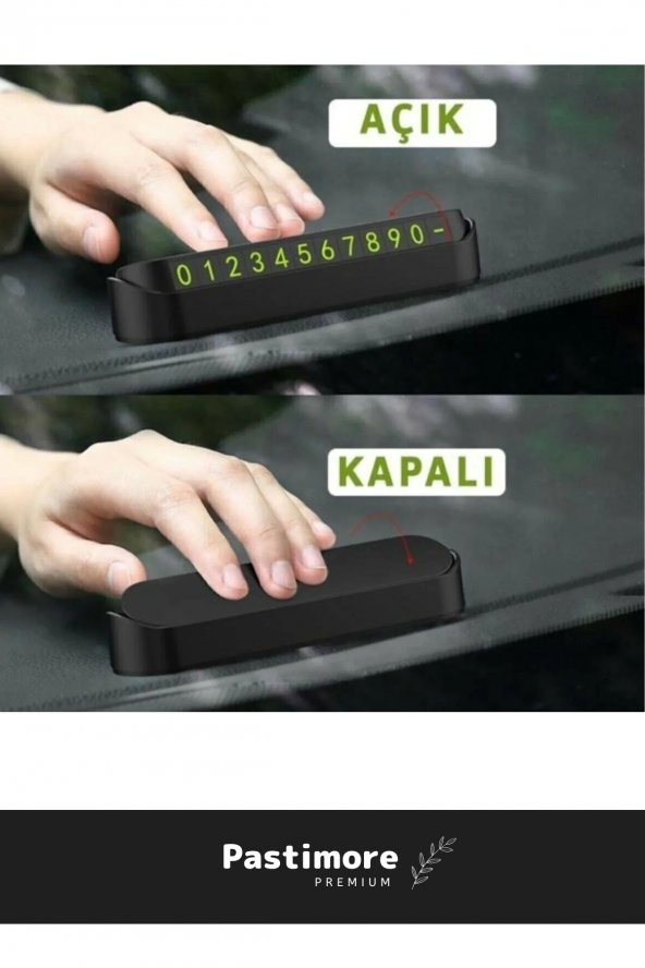 Araç içi Park Telefon Numarası Araba Oto Cam Kartı Torpido Üstü Fosforlu Neon Aç-Kapa Numaratör - 5