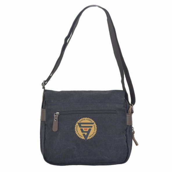 Ççs 31326 Kanvas Postacı Askılı Omuz Çantası Siyah - Resim 3