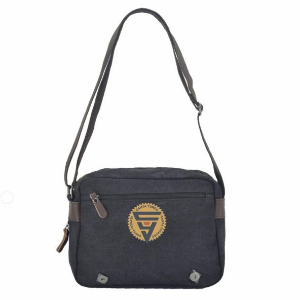 Ççs 31326 Kanvas Postacı Askılı Omuz Çantası Siyah - Resim 4