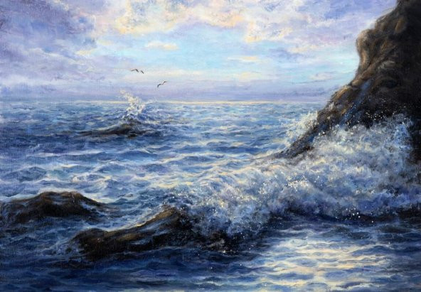 Movas Sanat Okyanus Dalgaları | Elmas Mozaik Tablo | Mozaik Puzzle  | 46x32 | E2020134İO