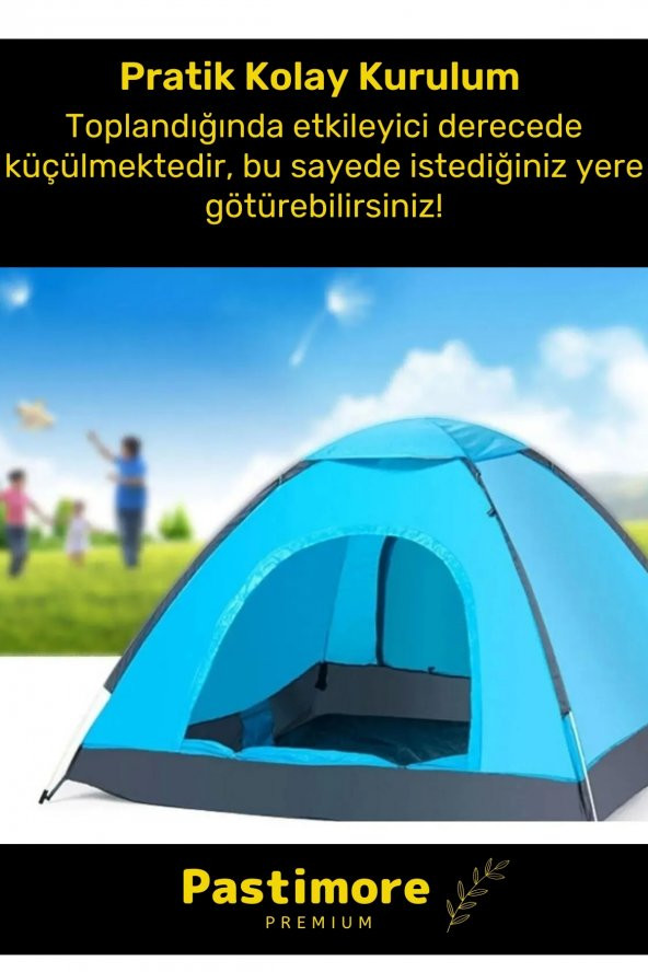 Premium Su Geçirmez Kapı Sineklik Tüllü Dayanıklı Kumaş Pratik Kolay Kurulum 2-3 Kişilik Kamp Çadırı - 2