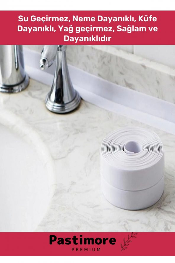 Duş Pvc Lavabo Küvet Tezgah Kenar Banyo Mutfak 3,2 Mt Su Sızdırmaz Geçirmez Yalıtım Bant - 2 Adet - 5