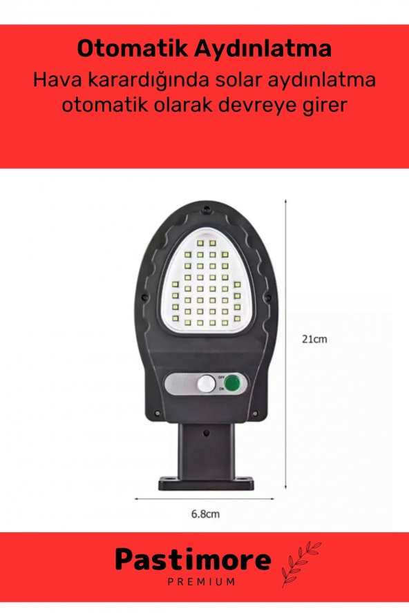 Premium 38 Ledli Beyaz Renk Pratik Kurulur Su Geçirmez Solar Bahçe Sokak Lambası - 2