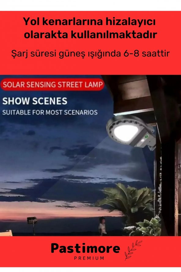 Premium 38 Ledli Beyaz Renk Pratik Kurulur Su Geçirmez Solar Bahçe Sokak Lambası - 3