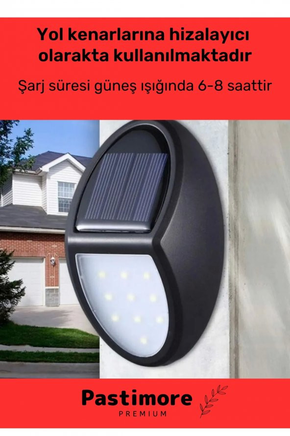 Premium Özel Tasarım Açma Kapama Tuşlu Solar Su Geçirmez Oval Duvara Monteli Bahçe Lambası - 3