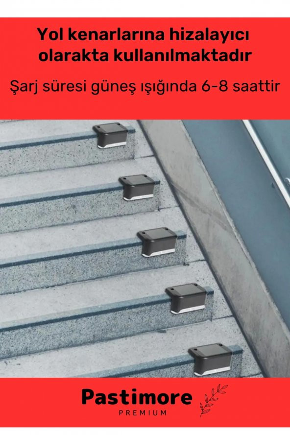 Premium Su Geçirmez Solar Güneş Enerjili Şarj Edilen Köşebent Merdiven Veranda Bahçe 4'lü Led Set - 3