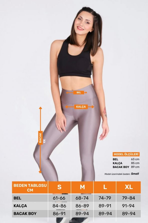 Kadın Konforlu Yeni Sezon Sporcu Modeli Yazlık Spor Taytı Fitness Gym Training Parlak Spor Tayt - 3