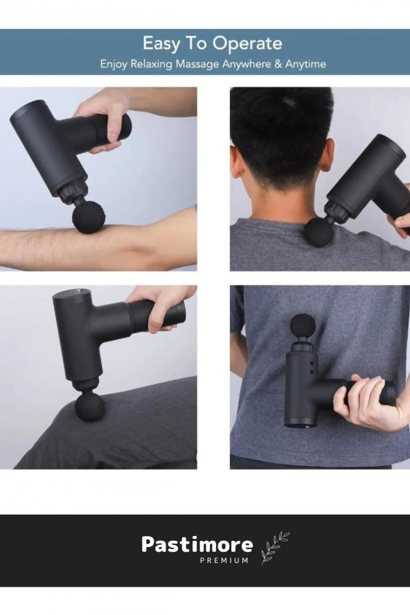 Premium 4 Başlıklı Şarjlı Darbeli Titreşimli Sporcu Kas Rahatlatıcı Egzersiz Masaj Tabancası Aleti - 5