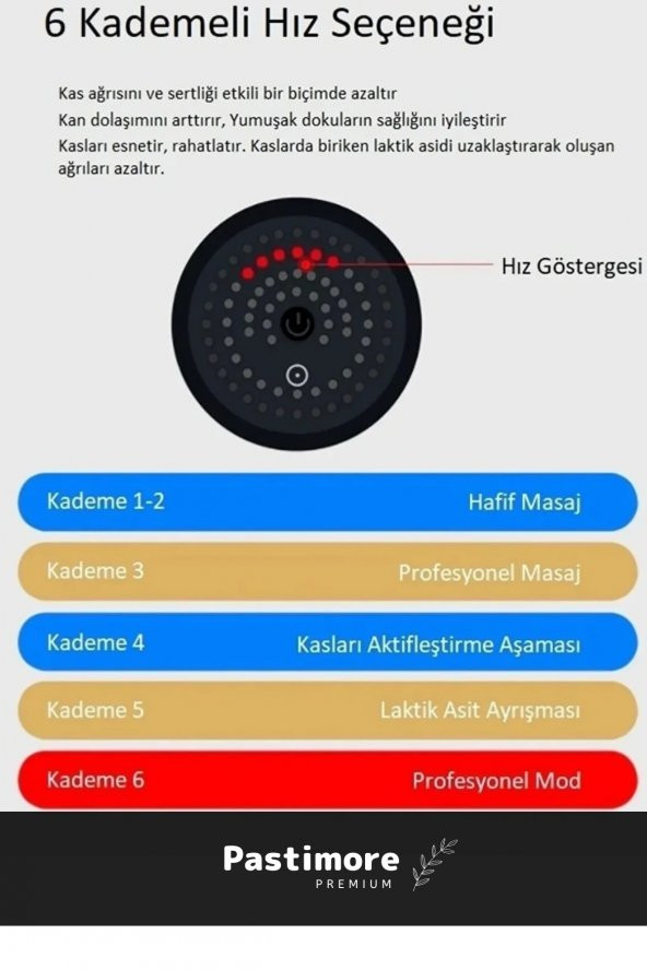 Premium 4 Başlıklı Şarjlı Darbeli Titreşimli Sporcu Kas Rahatlatıcı Egzersiz Masaj Tabancası Aleti - 6