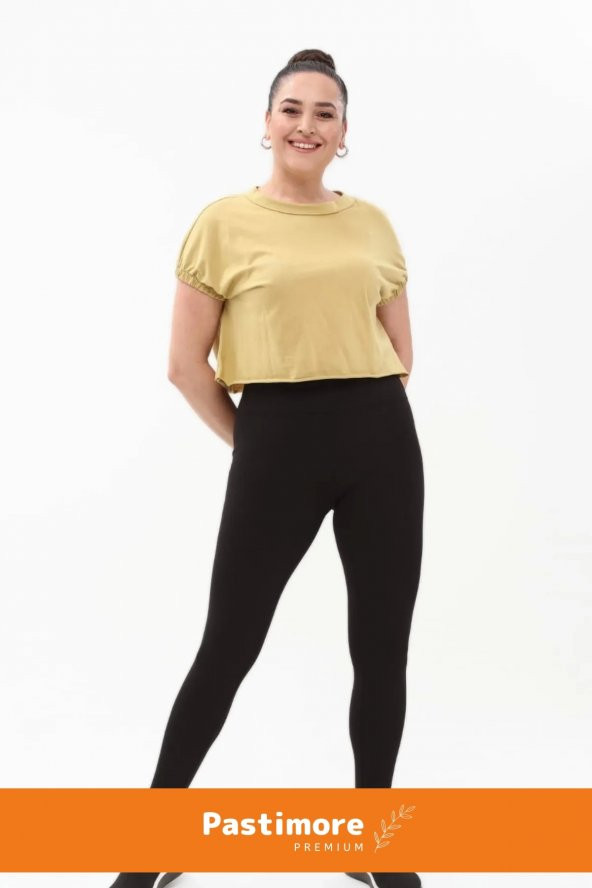 Kadın Konforlu Sporcu Modeli Yazlık Spor Taytı Fitness Gym Training Parlak Battal Fitilli Spor Tayt - 5