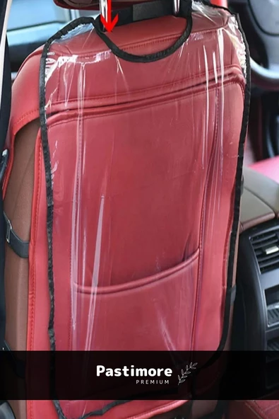 Premium 2 Adet Pvc Araç Kir Leke Örtüsü Koltuk Arkası Koruyucu Oto Çocuk Şeffaf Kılıfı - 2 Adet - 3