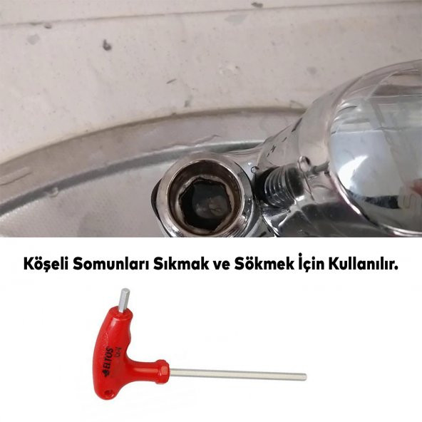 Eltos Allen Alyan 2 Uçlu T Tipi Anahtar altıgen Köşeli Somun Vida Sıkma Sökme 5 mm ETA005 - 3