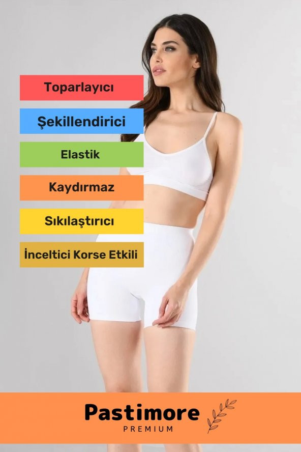 Premium Kadın Ten 1 Beden Incelten Dikişsiz Yüksek Bel Popo Şekillendirici Boxer Korse - 2