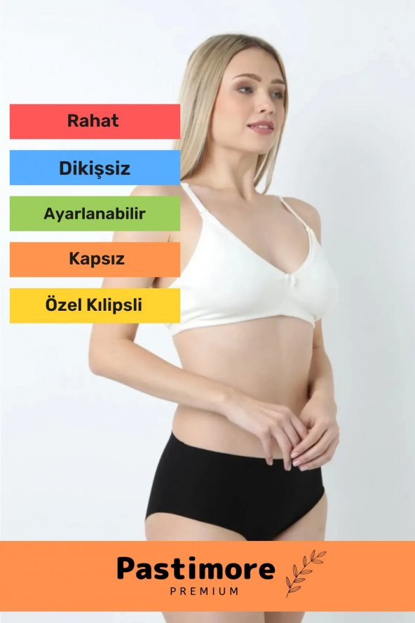 Özel Üretim Kumaş Kilipsli Esnek Ayarlanabilir Dikişsiz Kadın Hamile Lohusa Siyah Emzirme Sütyeni - 2
