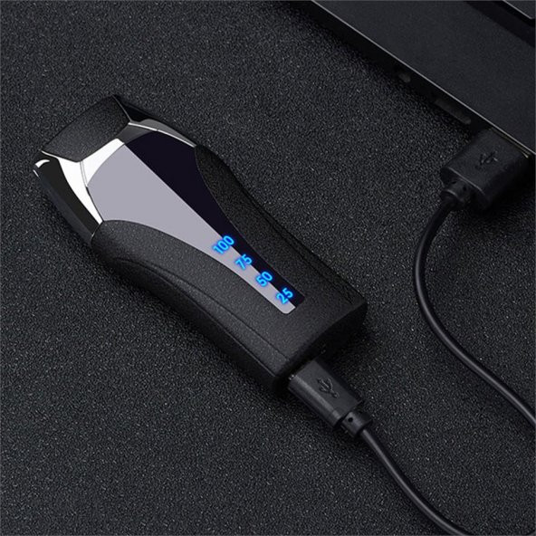 Dokunatik Led Göstergeli Usb Şarjlı Tesla Çakmak Siyah - 3