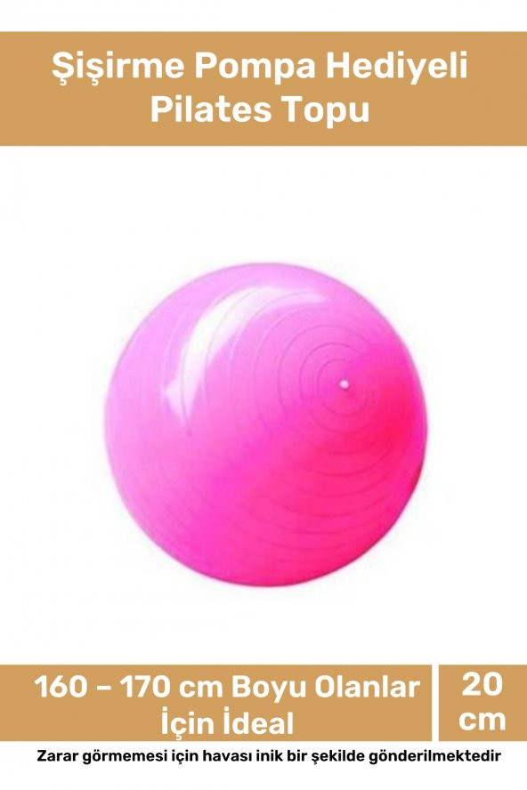 Deluxe Serisi Dayanıklı Yüksek Kalite Mini Gymball 20Cm Pembe Pilates Topu Şişirme Pompa Hediyeli