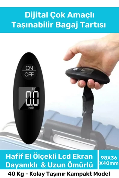 Seyahat Bavul Ağırlık Tartı Dijital Çok Amaçlı Taşınabilir Bagaj Tartısı Max 40 kg