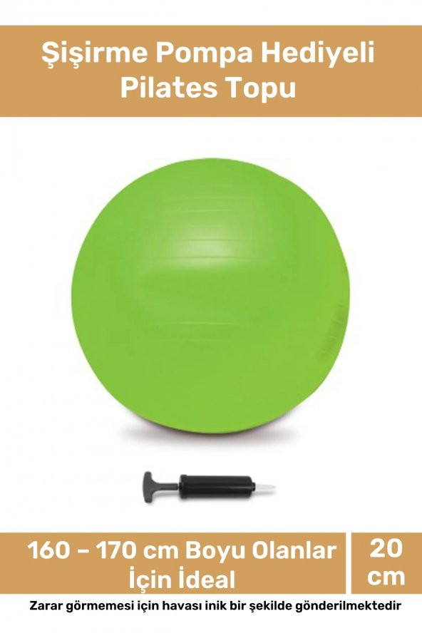 Deluxe Serisi Dayanıklı Yüksek Kalite Mini Gymball 20Cm Yeşil Pilates Topu Şişirme Pompa Hediyeli