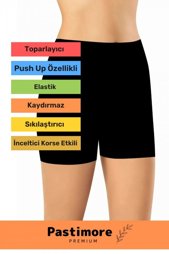 Vücut Şekillendirici İncelten Push Up Lazer Kesim Toparlayıcı Yüksek Bel Şort Siyah Korse - 2