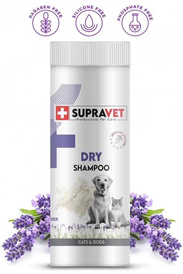Supravet Dry Shampoo Lavanta Özlü Kedi Köpekler İçin Toz Şampuan 150 ml