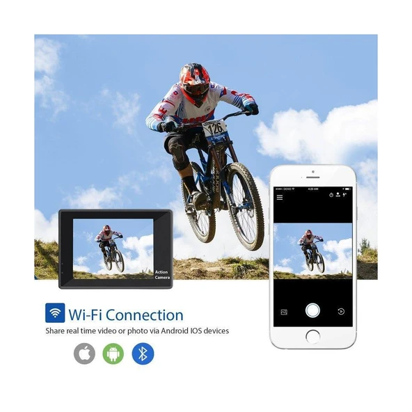 Aksiyon Kamerası Wi-Fi KS504 4K Ultra HD 170 Derece 32 Gb - Resim 6