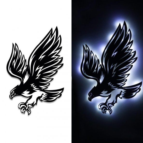 Veraart Epoksili Kartal Beşiktaş Figürlü Duvar Dekorlu Gece Lambası 60 cm - 2