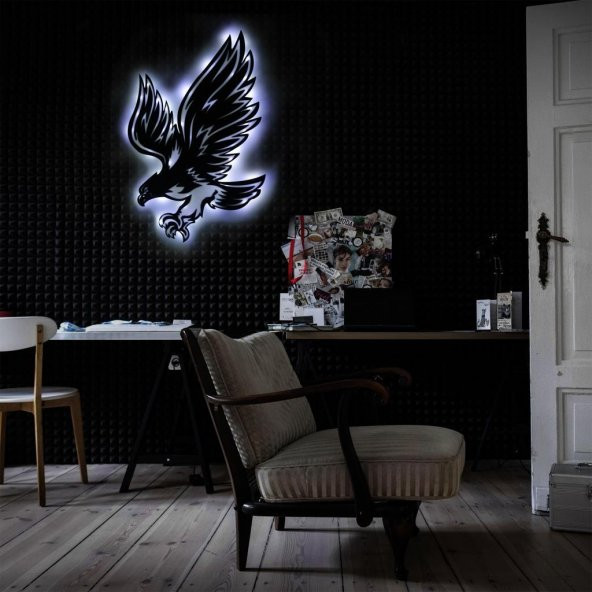 Veraart Epoksili Kartal Beşiktaş Figürlü Duvar Dekorlu Gece Lambası 60 cm - 6