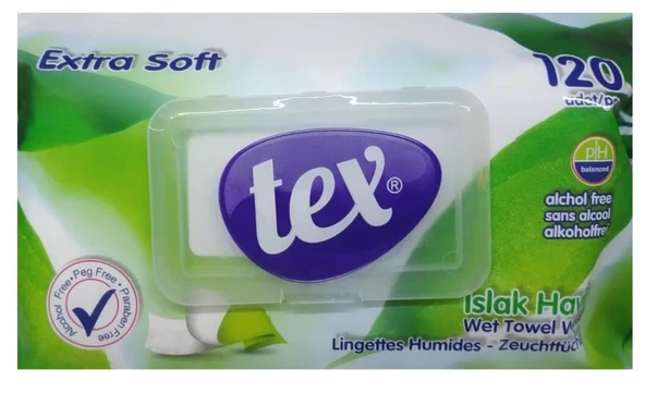 Tex Kapaklı Islak Mendil-Havlu 120 Li