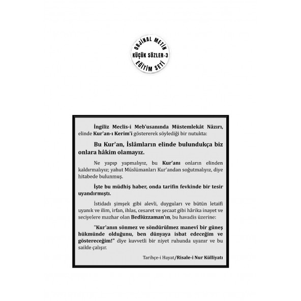 Küçük Sözler Eğitim Seti (Latince & Osmanlıca) 8KİTAP - 12