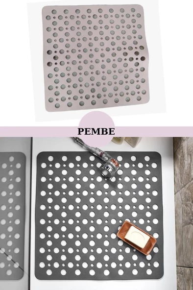 Kare Vantuzlu Banyo ve Duş Kaydırmazı, Küvet İçi Duşakabin Kaydırmaz Vantuzlu Banyo Paspası 54x54cm - 9