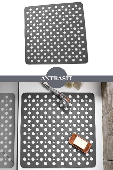 Kare Vantuzlu Banyo ve Duş Kaydırmazı, Küvet İçi Duşakabin Kaydırmaz Vantuzlu Banyo Paspası 54x54cm - 5