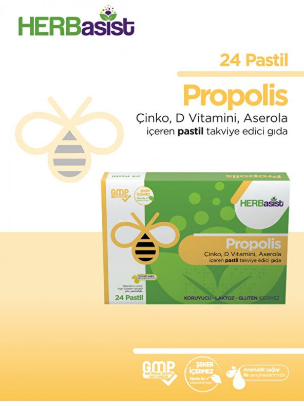 Herbasist Propolis Çinko & Vitamin D & Aserpşa 24 Pastil