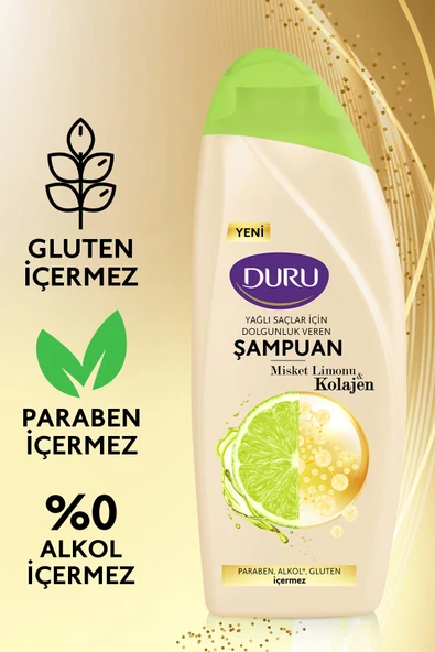 Duru Misket Limonu&Kolajen Yağlı Saçlar için Şampuan 3x500 ml - 2