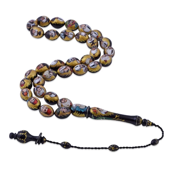 Minyatür Osmanlı Padihahı ve Osmanlı Tuğrası İşlemeli Sandaloz Tesbih(Arya Kamalı Yapımı) ürün görseli 1