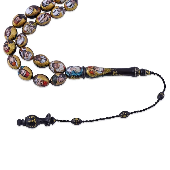 Minyatür Osmanlı Padihahı ve Osmanlı Tuğrası İşlemeli Sandaloz Tesbih(Arya Kamalı Yapımı) - Resim 2