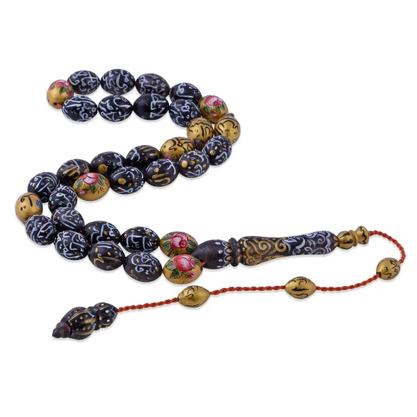 Minyatür Sure ve Gül İşlemeli Tesbih (Arya Kamalı Yapımı) ürün görseli 1