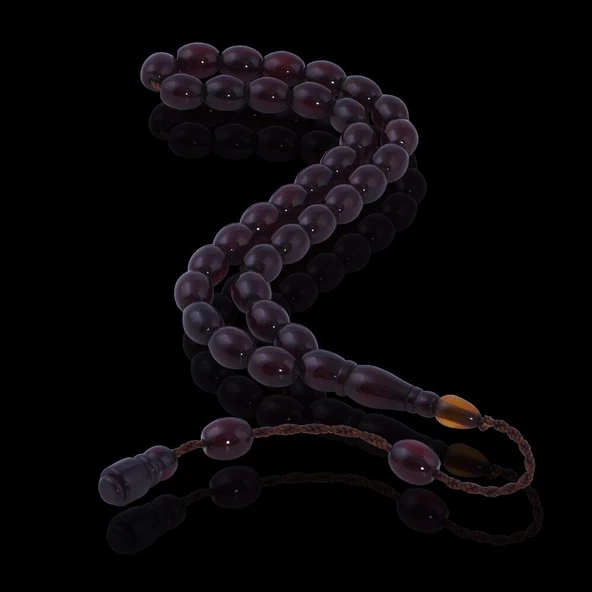 Fıçı Kesim Sistemli Sıkma Kehribar Tesbih ST33 - 2