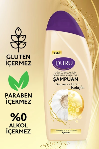 Duru Sarımsak&Biotin&Kolajen Dökülmeye Karşı Etkili Şampuan 3x500 ml - 2