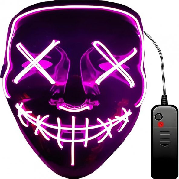 Halloween Maske Neon Fuşya Işıklı