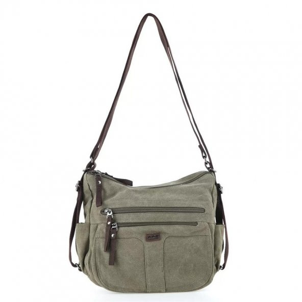 Ççs 31319 İki Bölmeli Kanvas Kadın El ve Omuz Çanta Yeşil ürün görseli