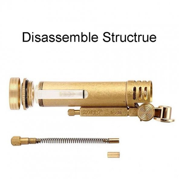 Zorro Z556 Benzinli Camlı Muhtar Çakmağı Otantik Sarı - Resim 2