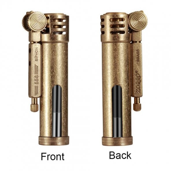 Zorro Z556 Benzinli Camlı Muhtar Çakmağı Otantik Sarı - Resim 3