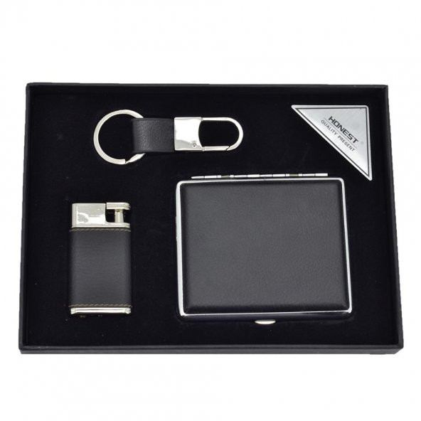 Honest Tabaka Çakmak Anahtarlık Set Siyah ürün görseli 1