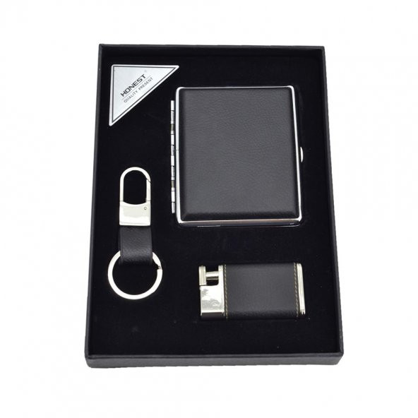 Honest Tabaka Çakmak Anahtarlık Set Siyah - Resim 4