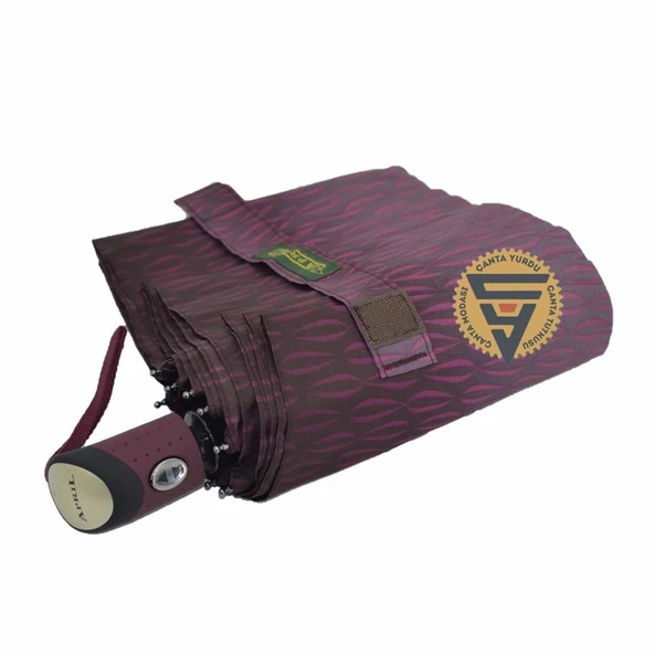 April A-217L Kadın Tam Otomatik Şemsiye Desenli Mor - Resim 3