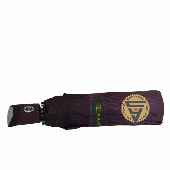 April A-217L Kadın Tam Otomatik Şemsiye Desenli Mor - Resim 7