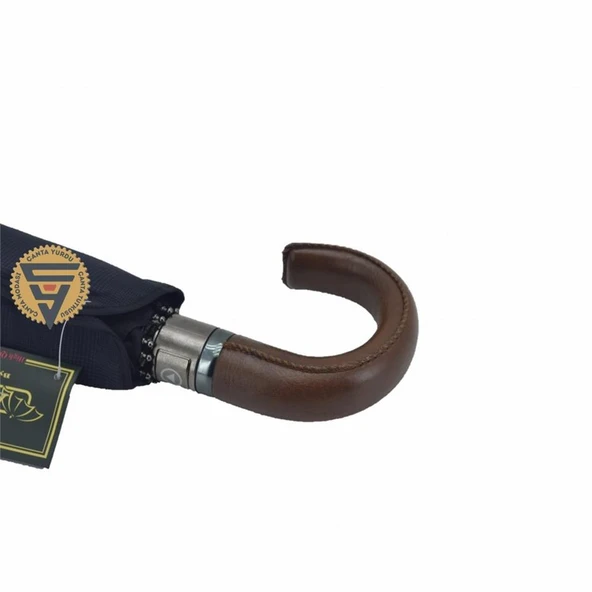 Snotline 39-G Lord Kısa Deri Sap 10 Telli Şemsiye Siyah - 3