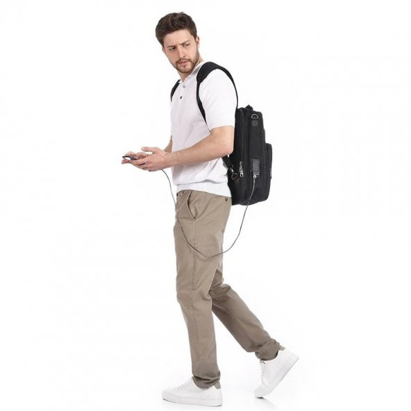 Ççs Fonksiyonel Evrak Laptop Omuz ve Sırt Çantası Siyah - Resim 4