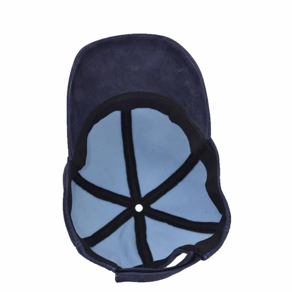 Ayarlanabilir Deri Süet Şapka Lacivert - Resim 6